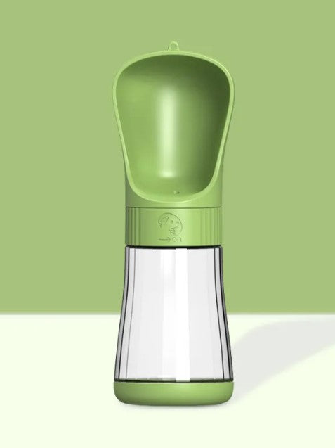 TrailSip portable pet water bottle with drinking tray