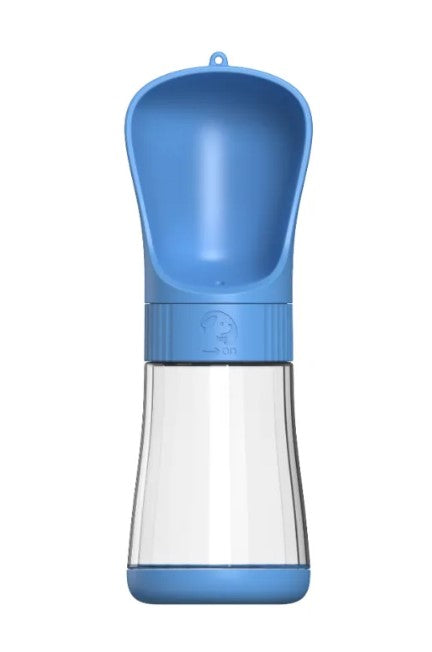 TrailSip portable pet water bottle with drinking tray