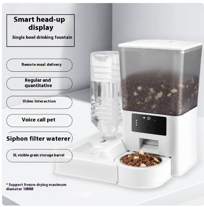 Smart dual-bowl video feeder with timed portions