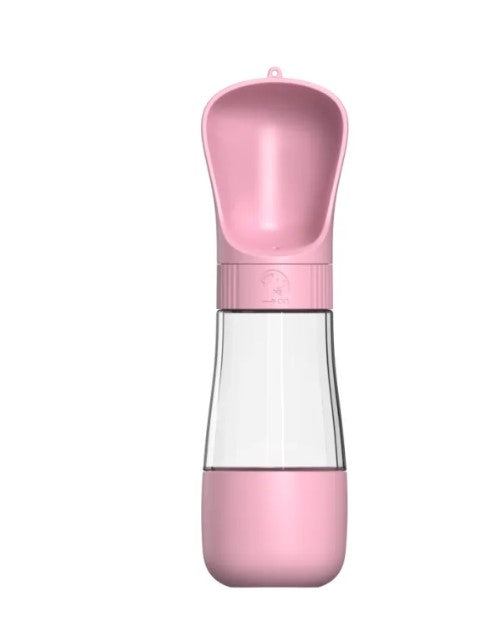 TrailSip portable pet water bottle with drinking tray