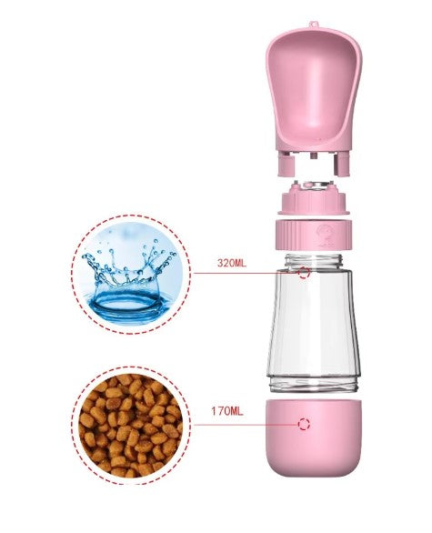 TrailSip portable pet water bottle with drinking tray