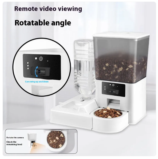 Smart dual-bowl video feeder with timed portions