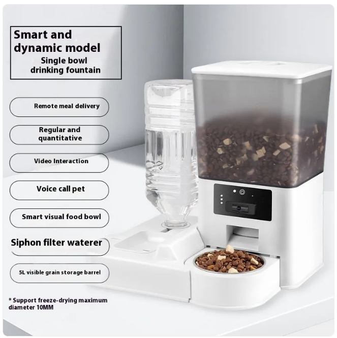 Smart dual-bowl video feeder with timed portions